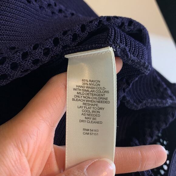 Eliza J Dress Women L Large Violet Short Sleeve Open Stitch Round Neck Midi - Picture 9 of 12